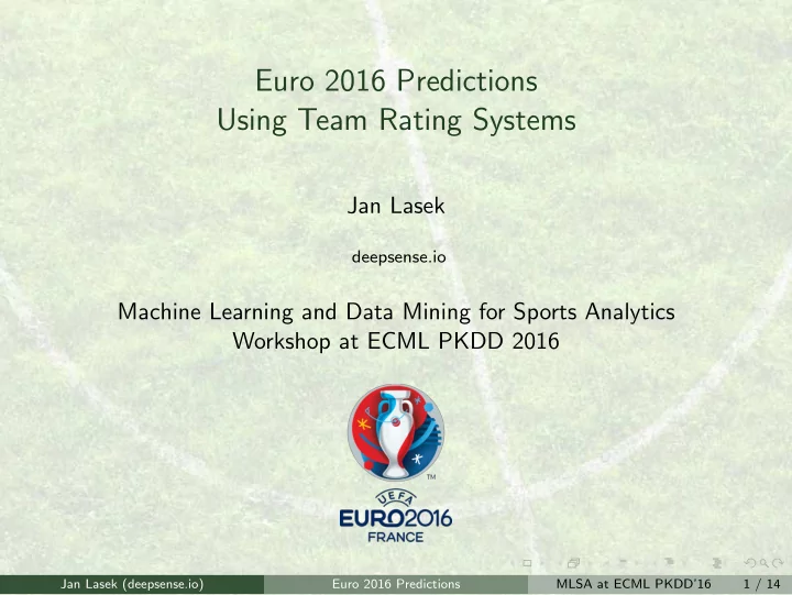 euro 2016 predictions using team rating systems