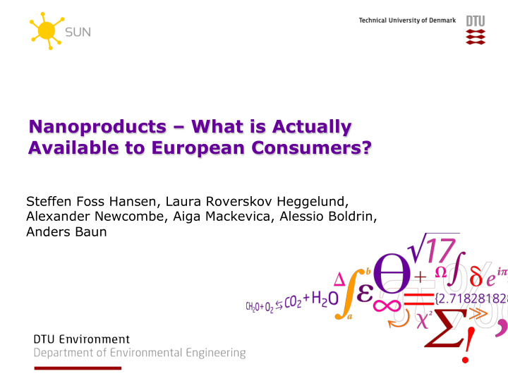 nanoproducts what is actually available to european