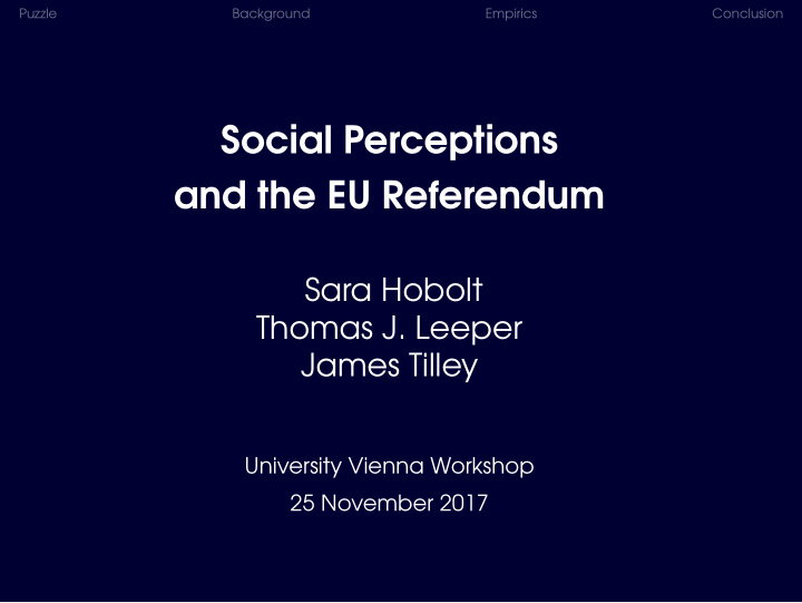 social perceptions and the eu referendum
