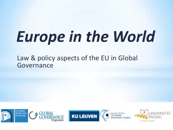 Europe in the World  Law &amp; policy aspects of the EU in Global  Governance  Human Rights and