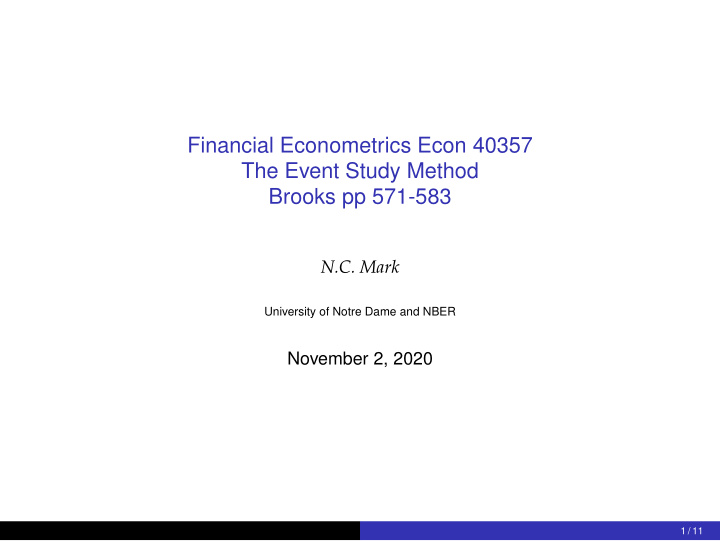 financial econometrics econ 40357 the event study method