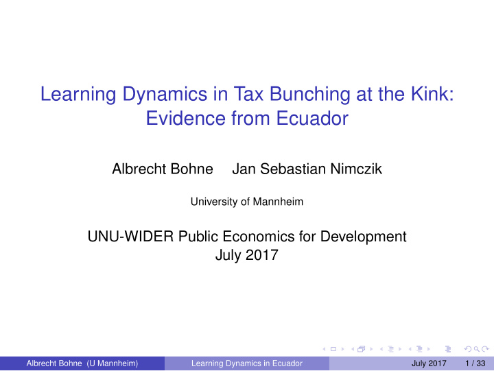 learning dynamics in tax bunching at the kink evidence
