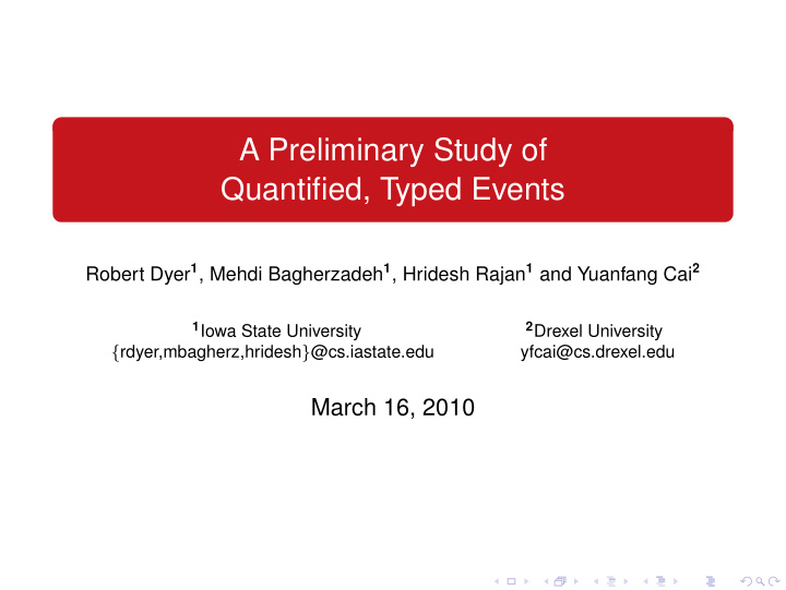 a preliminary study of quantified typed events
