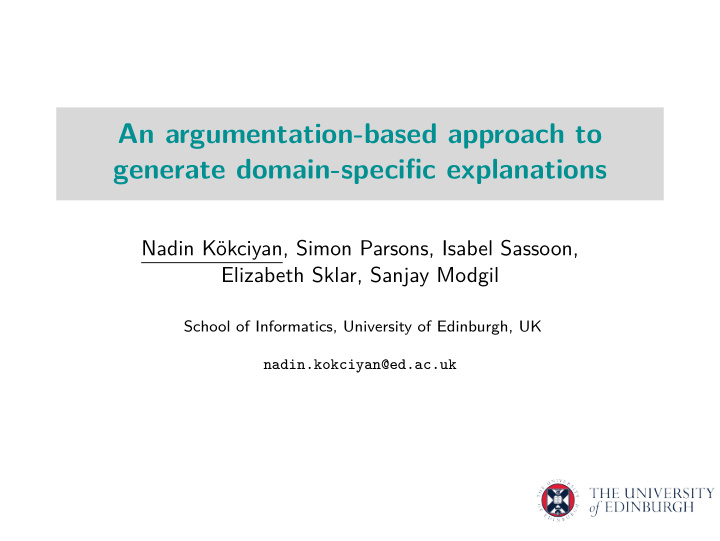 an argumentation based approach to generate domain