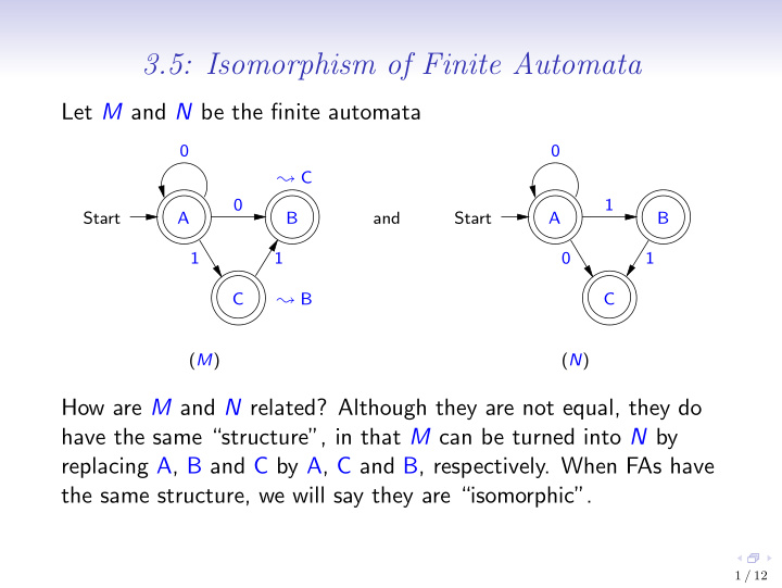 3 5 isomorphism of finite automata