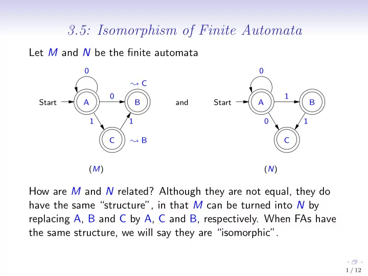 3 5 isomorphism of finite automata