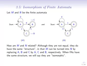 3.5: Isomorphism of Finite Automata Let M and N be the finite automata  0  0  C  0  1  Start  A