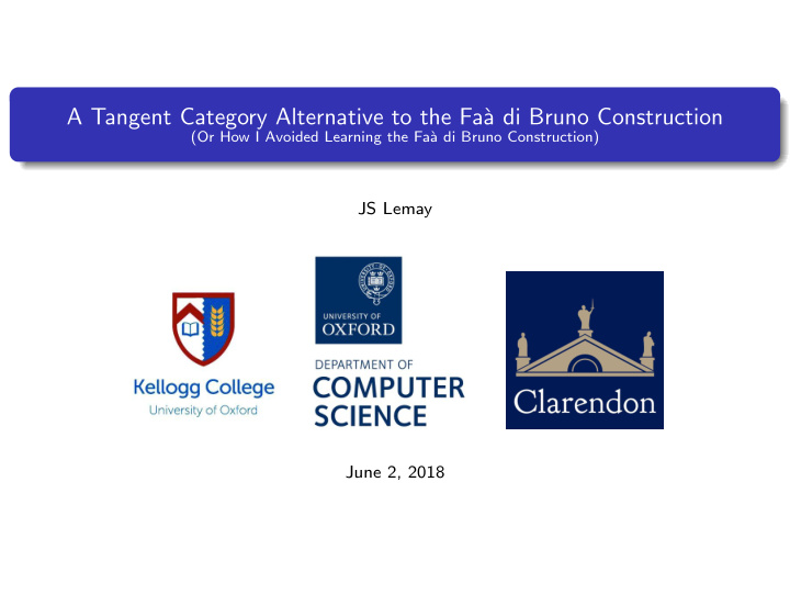 a tangent category alternative to the fa a di bruno