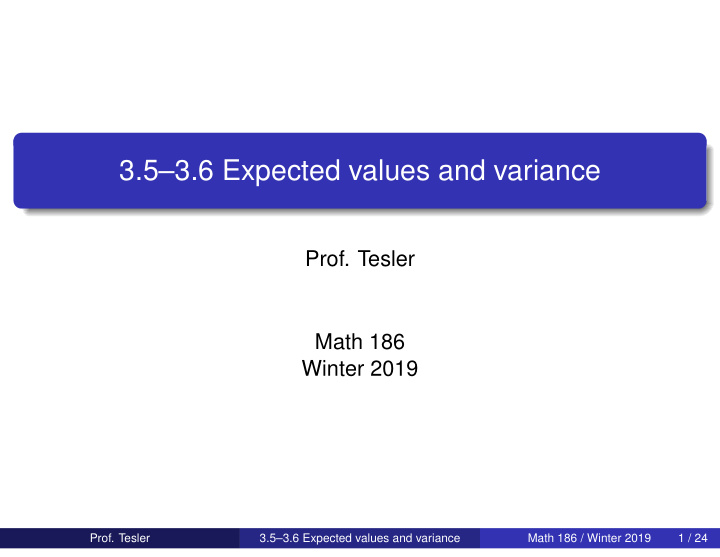3 5 3 6 expected values and variance