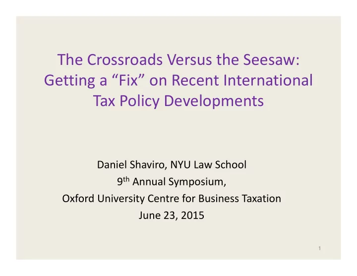 the crossroads versus the seesaw getting a fix on recent
