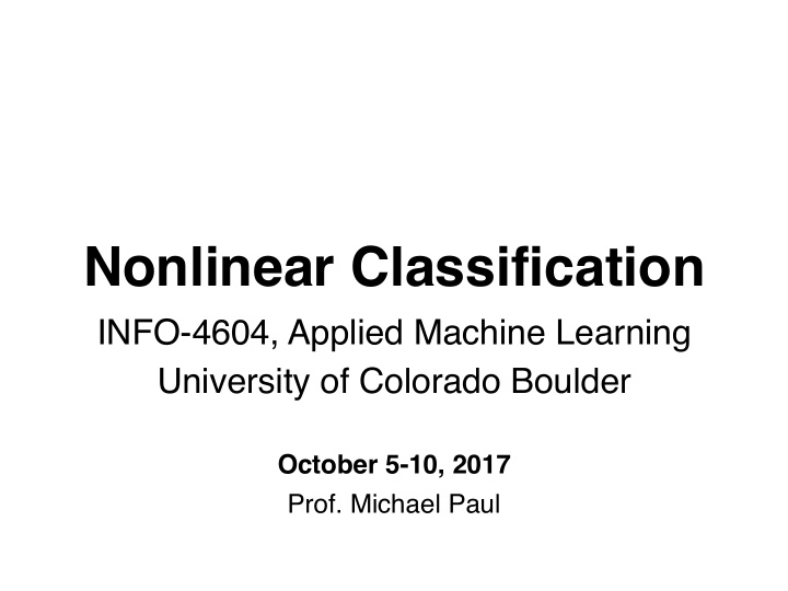 nonlinear classification
