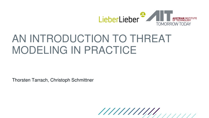 an introduction to threat modeling in practice