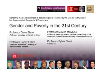 Gender, Poverty, and Inequality  Nancy Folbre  Professor of Economics  University of Massachusetts