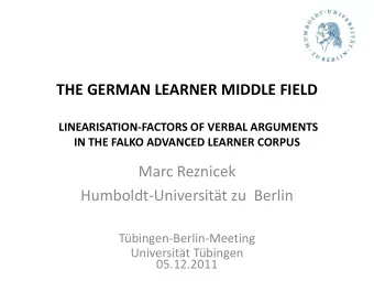 Marc Reznicek  Humboldt-Universitt zu  Berlin  Tbingen-Berlin-Meeting  Universitt Tbingen