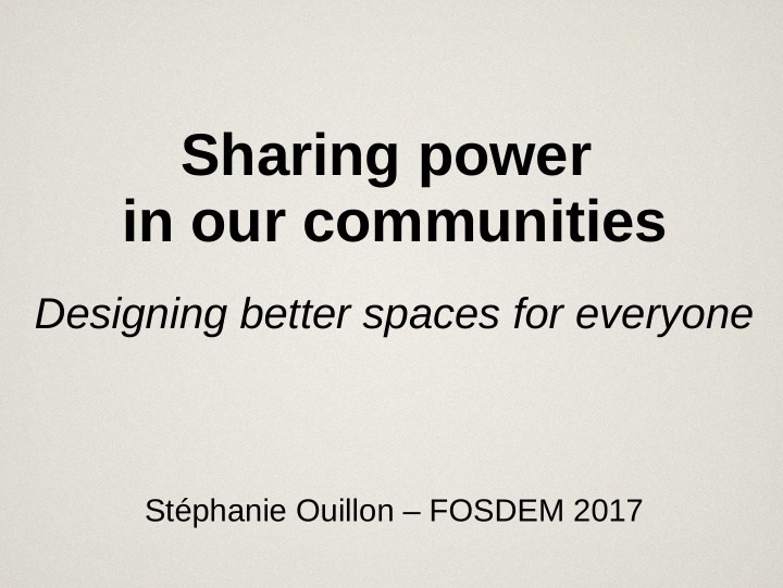sharing power in our communities