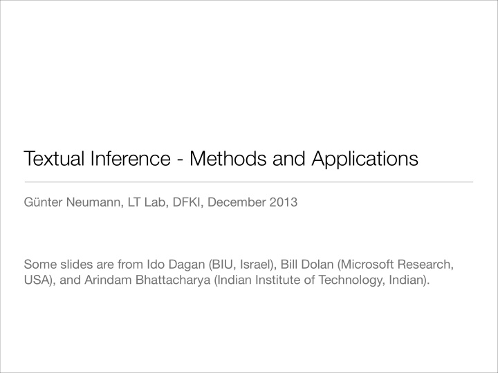 textual inference methods and applications