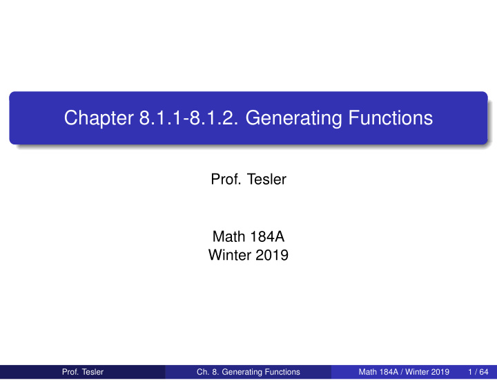 chapter 8 1 1 8 1 2 generating functions