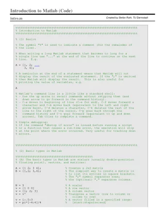 Introduction to Matlab (Code)  Created by Stefan Roth, TU Darmstadt  intro.m