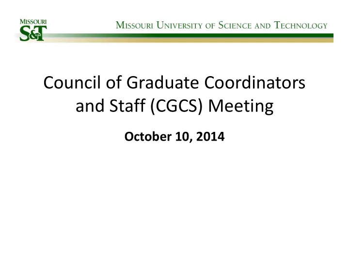 council of graduate coordinators and staff cgcs meeting