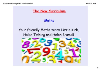 The New Curriculum  Maths  Your friendly Maths team: Lizzie Kirk,  Helen Twining and Helen Bramall