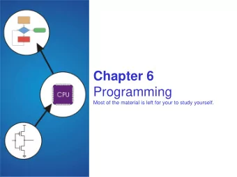 Chapter 6  Programming  Most of the material is left for your to study yourself.  Solving Problems