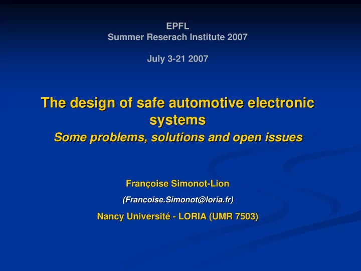 the design of safe automotive electronic the design of