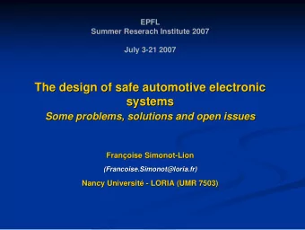 The design of safe automotive electronic  The design of safe automotive electronic  systems