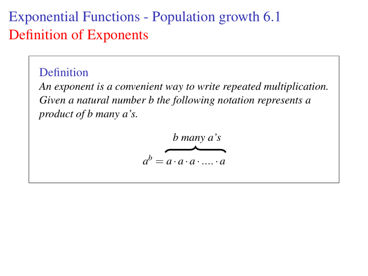 exponential functions population growth 6 1 definition of