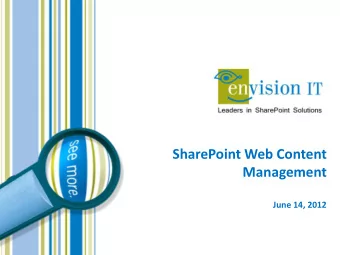 Management  June 14, 2012  Introductions  Peter Carson - President  Peter Mackenzie - VP,