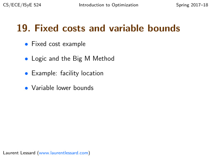 19 fixed costs and variable bounds