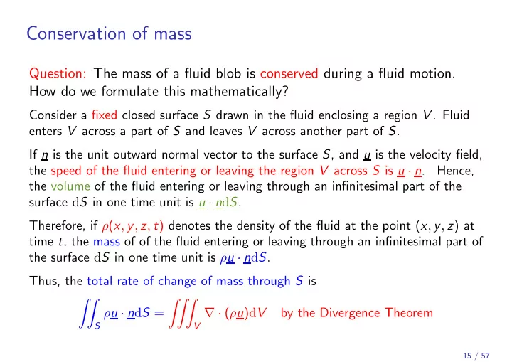 conservation of mass