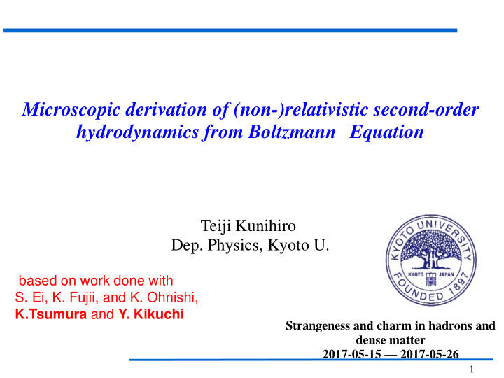 microscopic derivation of non relativistic second order