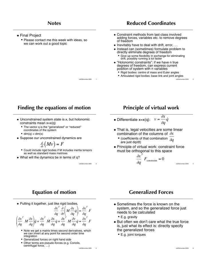 f dt mv principle of virtual work constraint force could