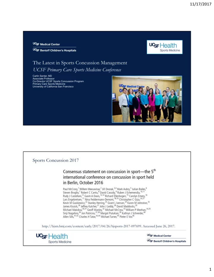 the latest in sports concussion management ucsf primary