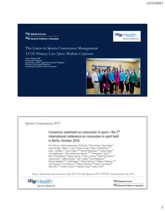 The Latest in Sports Concussion Management  UCSF Primary Care Sports Medicine Conference  Carlin