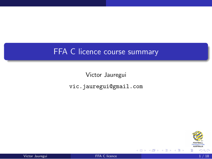 ffa c licence course summary