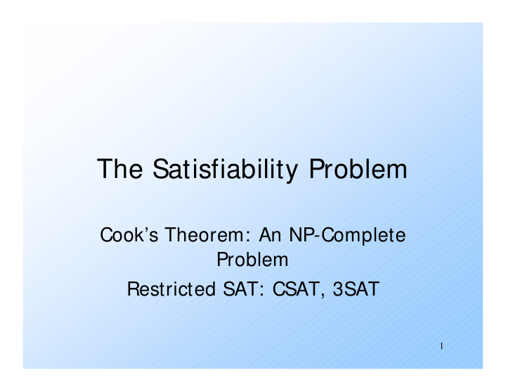 the satisfiability problem