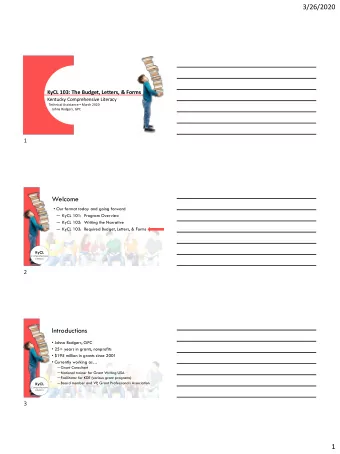 3/26/2020  KyCL 103: The Budget, Letters, &amp; Forms  Kentucky Comprehensive Literacy Technical