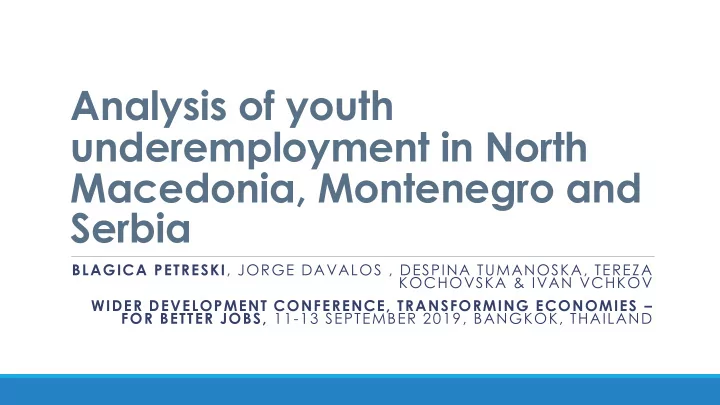 underemployment in north