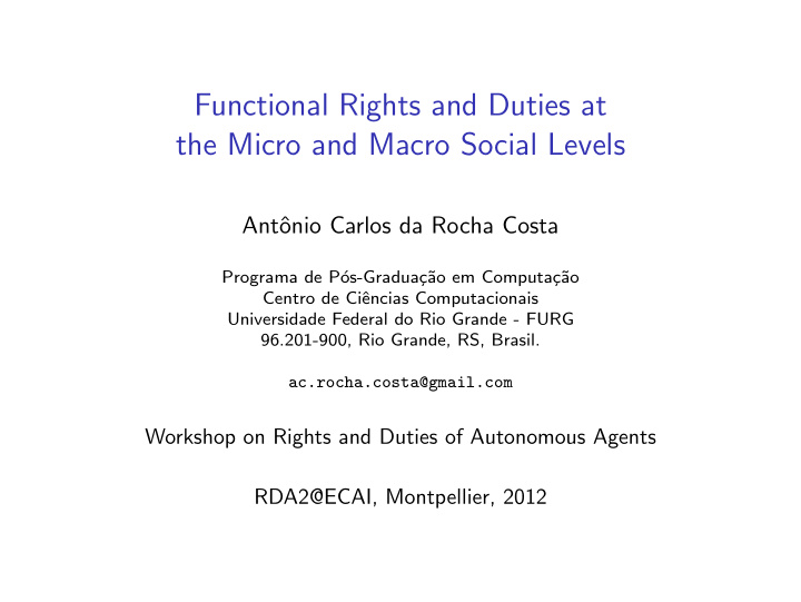 functional rights and duties at the micro and macro