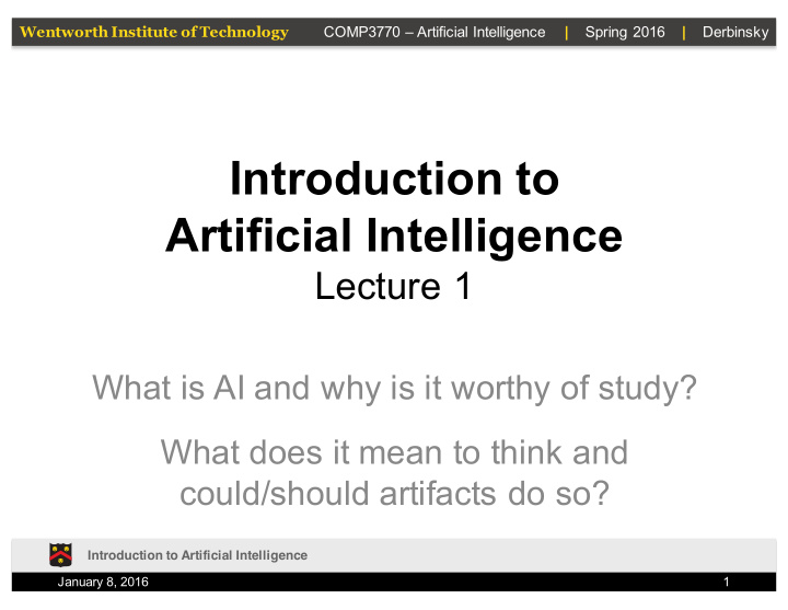 introduction to artificial intelligence