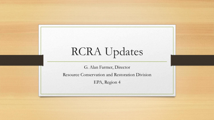 rcra updates