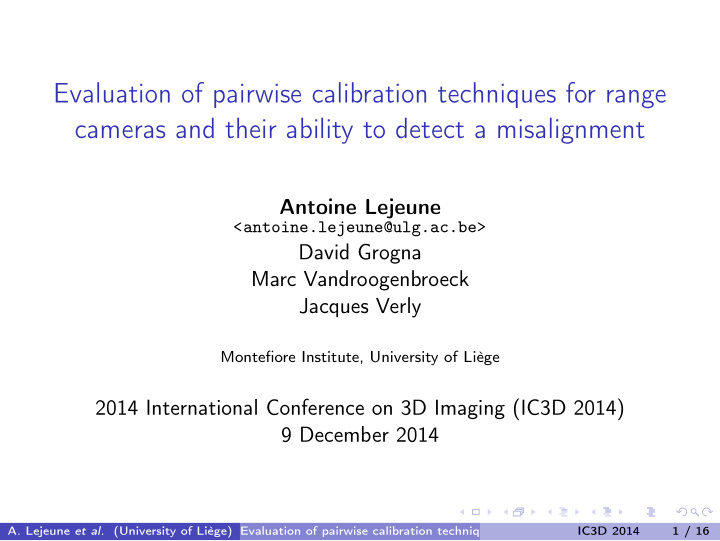 evaluation of pairwise calibration techniques for range