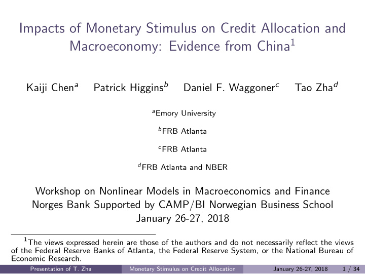 impacts of monetary stimulus on credit allocation and