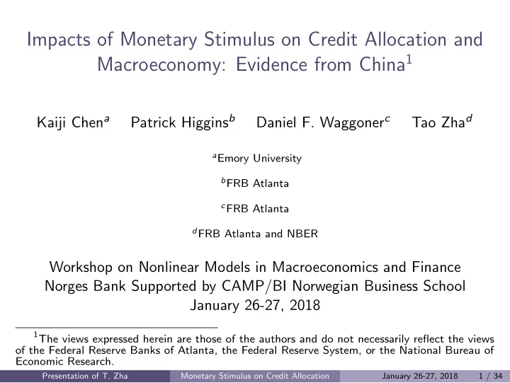 impacts of monetary stimulus on credit allocation and