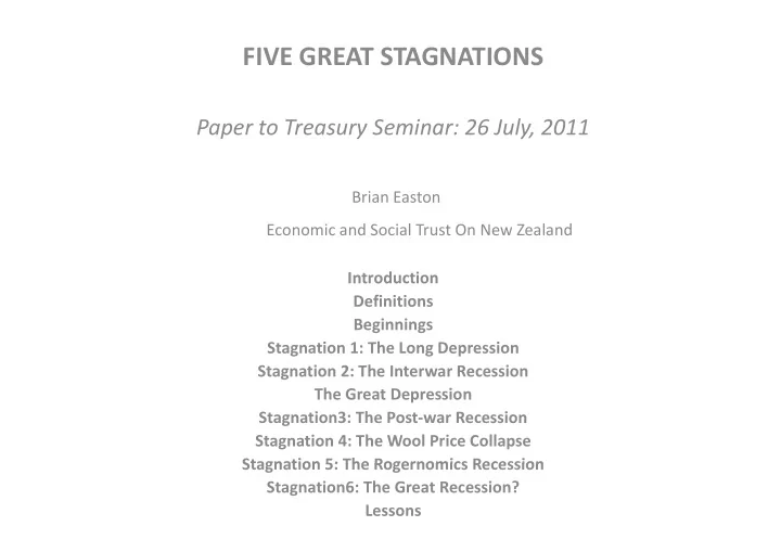 five great stagnations