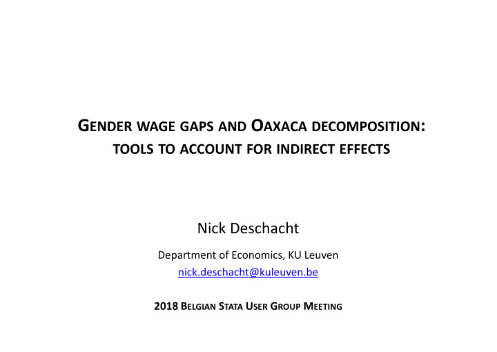 g ender wage gaps and o axaca decomposition