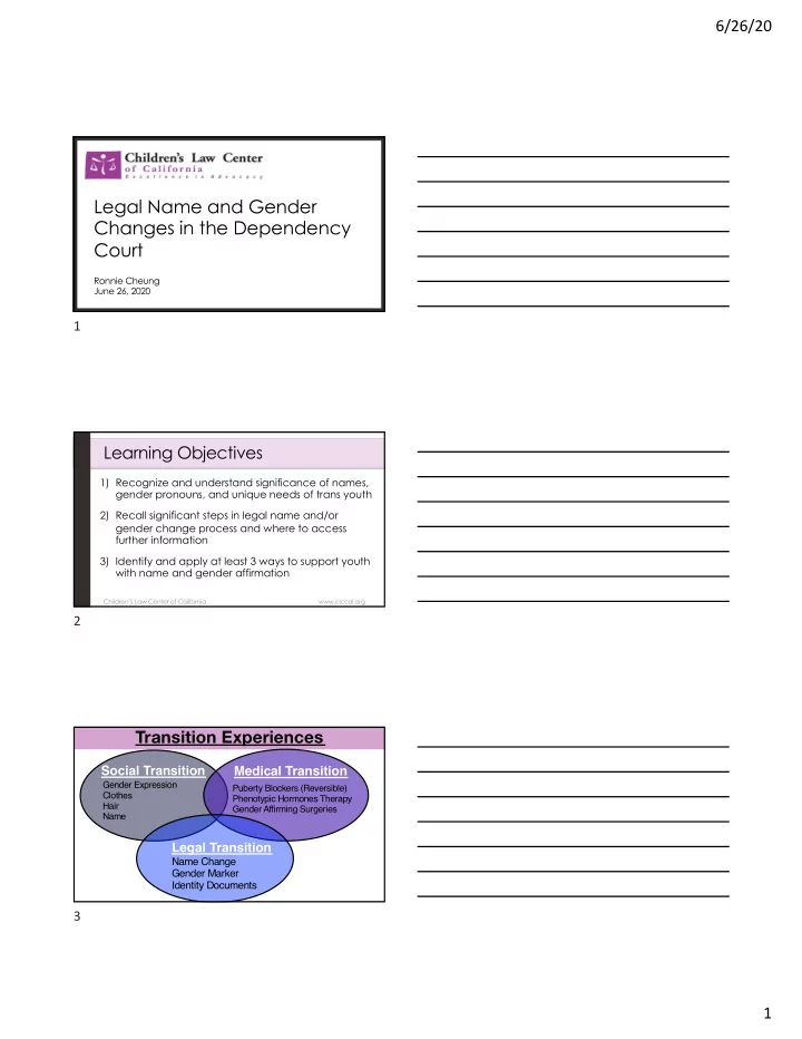 legal name and gender changes in the dependency court