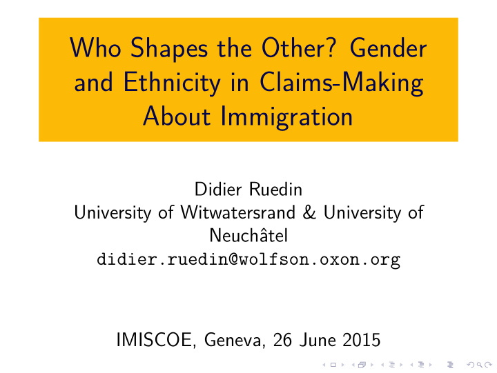 who shapes the other gender and ethnicity in claims
