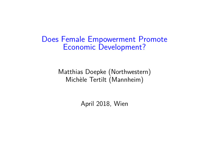 does female empowerment promote economic development